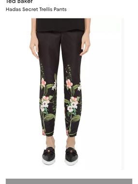 Ted Baker Black Floral-Trellis Ankle Pants